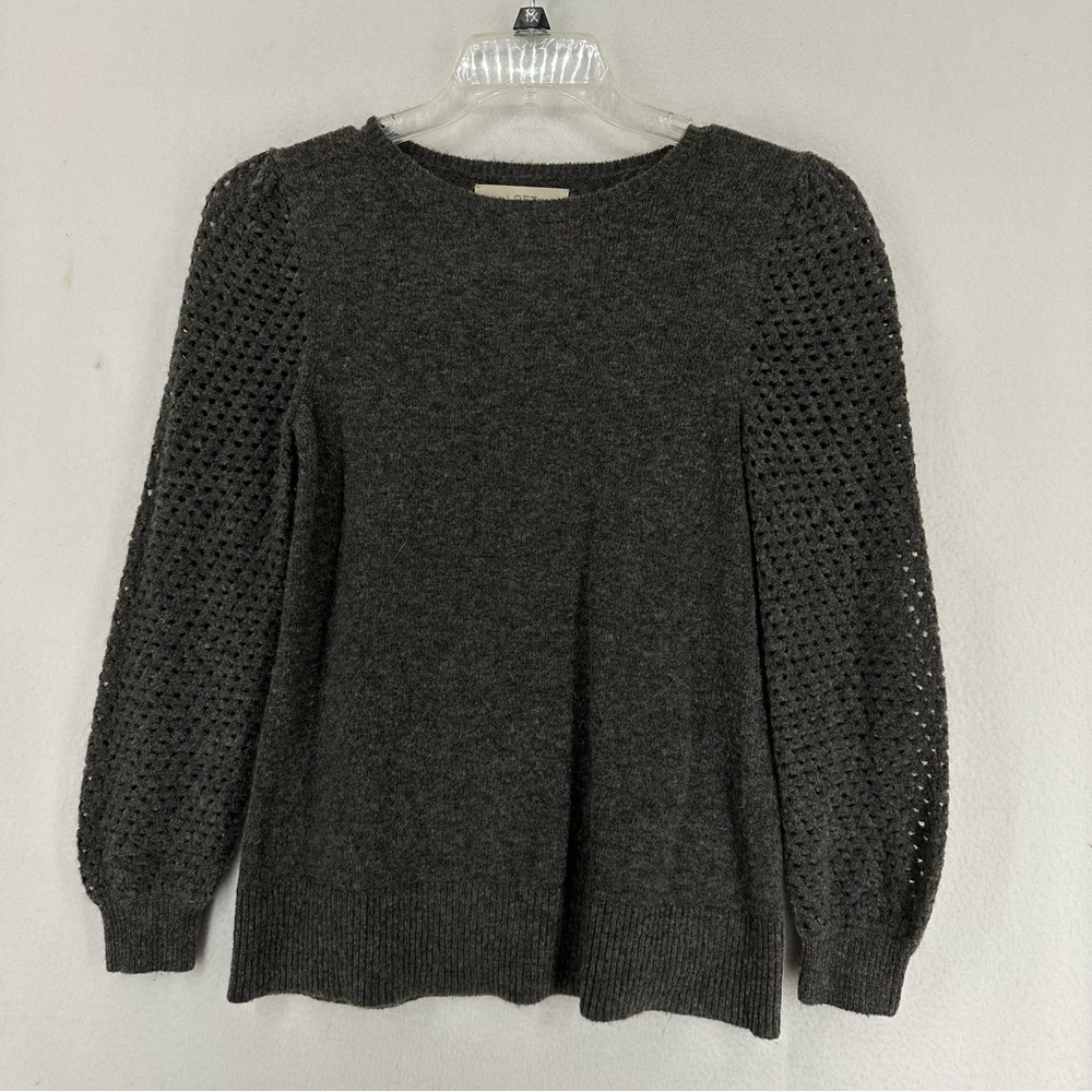 Loft Long Hole Sleeve Crewneck Pullover Sweater XS Gray